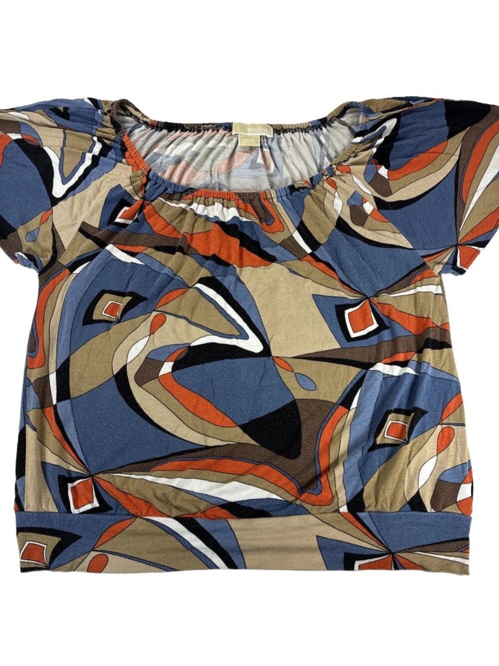 Michael Kors Top Blouse Womens Medium M Multicolor Abstract Geometric Silk Blend